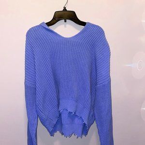 Baby Blue Fringe Forever 21 Sweater